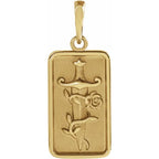 14K Yellow Gold Dagger & Rose Pendant