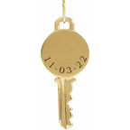 14K Yellow Gold Engravable Key Pendant