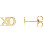 14K Yellow Gold Petite "xo" Stud Earrings