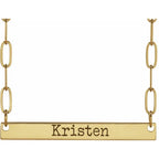 14K Yellow Gold Engravable Bar 18" Necklace