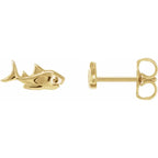 14K Yellow Gold Pair Shark Stud Earrings