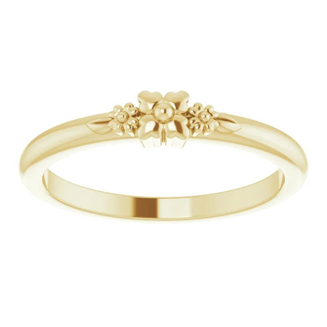 14K Yellow Gold Floral Stackable Ring
