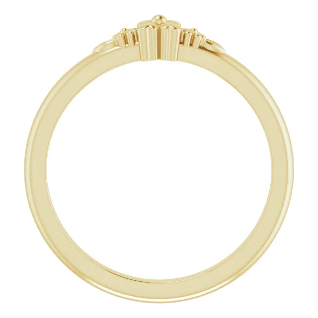 14K Yellow Gold Floral Stackable Ring