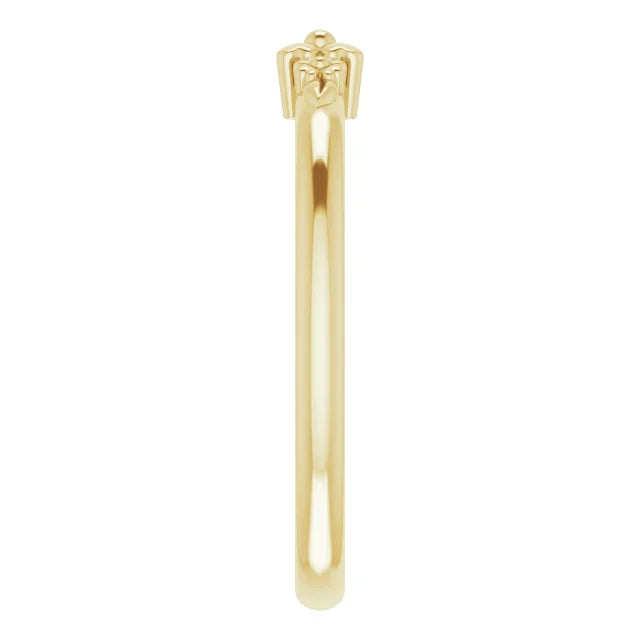 14K Yellow Gold Floral Stackable Ring