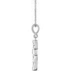 14K White Gold 3/4 CTW Natural Diamond French-Set Cross 16-18" Necklace