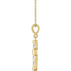 14K Yellow Gold 3/4 CTW Natural Diamond French-Set Cross 16-18" Necklace