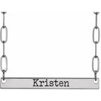 14K White Gold Engravable Bar 18" Necklace