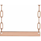 14K Rose Gold Engravable Bar 18" Necklace