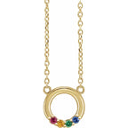 14K Yellow Gold 4-Stone Family Circle 18" Necklace Mounting