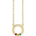 14K Yellow Gold 3-Stone Family Circle 18" Necklace Mounting