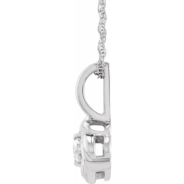 14K White Gold 1/6 CT Natural Diamond Knot 18" Necklace