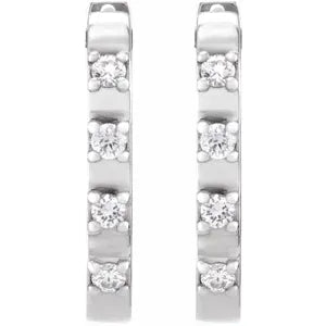 14K White Gold 1/10 CTW Natural Diamond Hoop Earrings