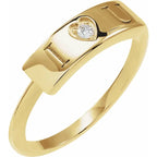 14K Yellow Gold .03 CT Natural Diamond Engravable Heart Ring