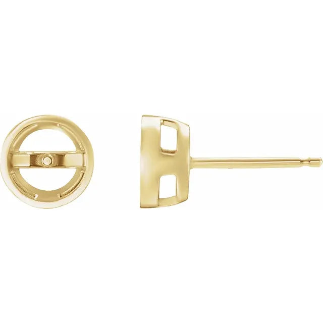 14K Yellow Gold Stud Earring Mounting for Pearl