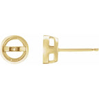 14K Yellow Gold Stud Earring Mounting for 6-6.5mm Pearl