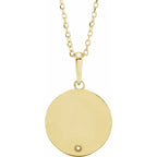 14K Yellow Gold Round 1-Stone Engravable Family Disc 16-18" Necklace Mounting