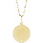 14K Yellow Gold Round 1-Stone Engravable Family Disc 16-18" Necklace Mounting