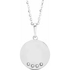 14K White Gold Round 4-Stone Engravable Family Disc 16-18" Necklace Mounting