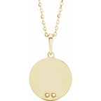 14K Yellow Gold Round 2-Stone Engravable Family Disc 16-18" Necklace Mounting