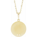14K Yellow Gold Round 2-Stone Engravable Family Disc 16-18" Necklace Mounting