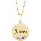 14K Yellow Gold Round 5-Stone Engravable Family Disc 16-18" Necklace Mounting