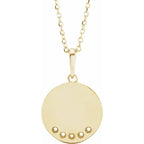 14K Yellow Gold Round 5-Stone Engravable Family Disc 16-18" Necklace Mounting