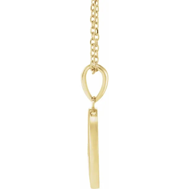 14K Yellow Gold Round 5-Stone Engravable Family Disc 16-18" Necklace Mounting