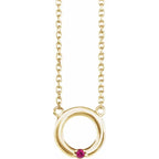 14K Yellow Gold 1-Stone Family Circle 18" Necklace Mounting
