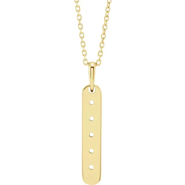 14K Yellow Gold 5-Stone Family Bar 16-18" Necklace Mounting