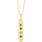 14K Yellow Gold 4-Stone Family Bar 16-18" Necklace Mounting