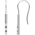14K White Gold Natural Blue Sapphire & .08 CTW Natural Diamond Bar Earrings