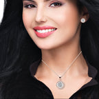 DiamondX 18K Rose Gold White Halo Round 1, 2, 3 and 4Ct Set Necklace and Earrings with  Crystals Plated