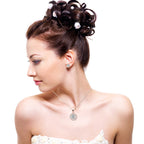 DiamondX 18K Rose Gold White Halo Round 1, 2, 3 and 4Ct Set Necklace and Earrings with  Crystals Plated
