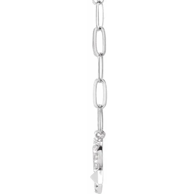 14K White Gold 1/8 CTW Natural Diamond Heart & Arrow 16" Necklace