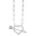 14K White Gold 1/8 CTW Natural Diamond Heart & Arrow 16" Necklace