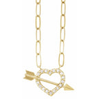 14K Yellow Gold 1/8 CTW Natural Diamond Heart & Arrow 16" Necklace