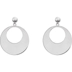 14K White Gold Circle Dangle Earrings