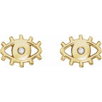 14K Yellow Gold .015 CTW Natural Diamond Evil Eye Earrings