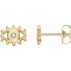 14K Yellow Gold .015 CTW Natural Diamond Evil Eye Earrings