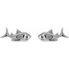 Sterling Silver Pair Shark Stud Earrings