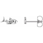 Sterling Silver Pair Shark Stud Earrings