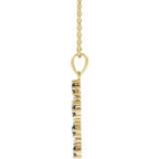 14K Yellow Gold Lab-Grown Blue Sapphire & .07 CTW Natural Diamond Cross 16-18" Necklace