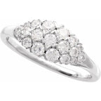14K White Gold 1/2 CTW Natural Diamond Cluster Ring