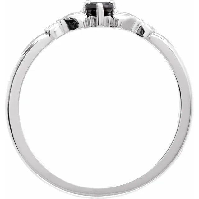 Sterling Silver Natural Black Onyx Claddagh Ring