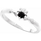 Sterling Silver Natural Black Onyx Claddagh Ring
