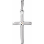 14K White Gold .06 CT Natural Diamond Cross Pendant