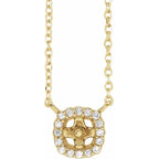 14K Yellow Gold .06 CTW Natural Diamond Semi-Set Halo-Style 18" Necklace for 4-4.5 mm Pearl