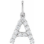 14K White Gold 1/5 CTW Lab-Grown Diamond Initial A Pendant