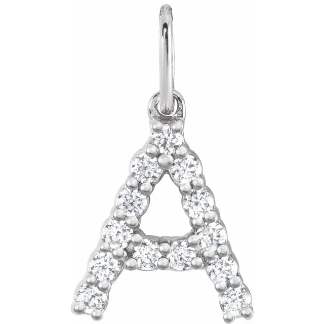 14K White Gold 1/5 CTW Lab-Grown Diamond Initial A Pendant