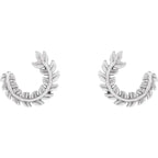 14K White Gold Floral Hoop Earrings